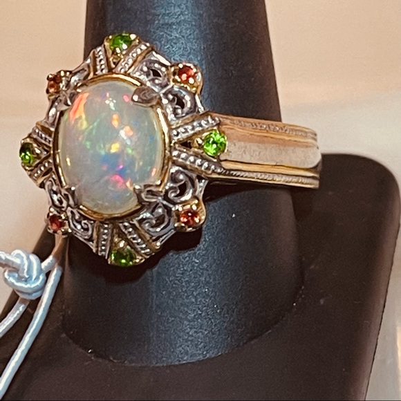 Gems enVogue Ethiopian Opal&Gemstone Cocktail Ring - Picture 10 of 16